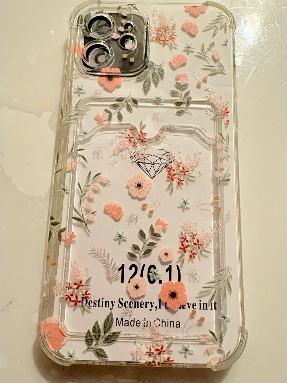 Floral Clear Phone Case with Pink Flower Design for iPhone 12
